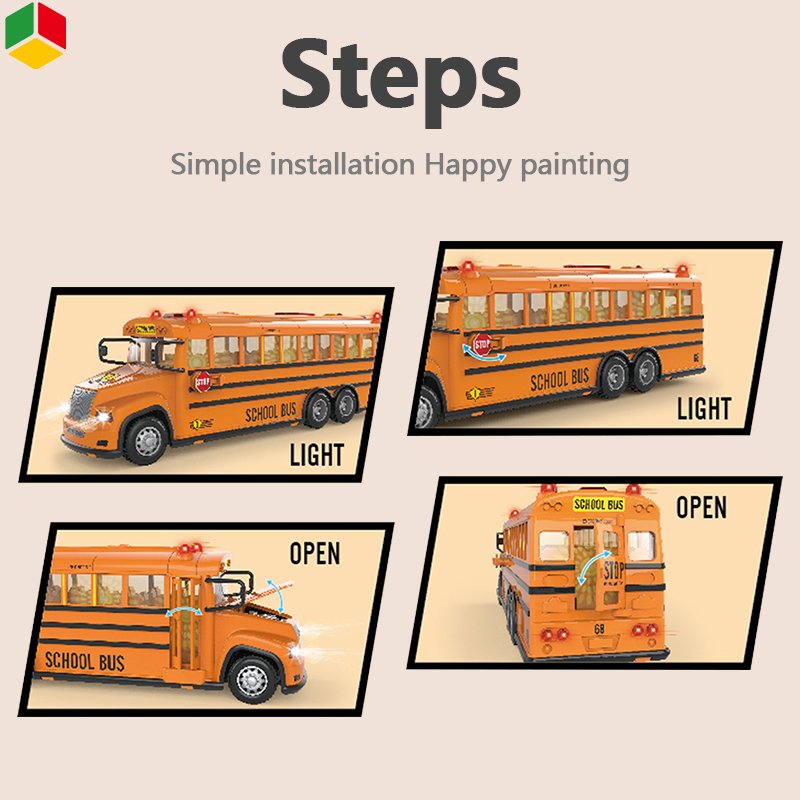QS New Arrival Simulation RC 2.4G 4CH School Bus Remote Control Kids Car Toys With Sound Light