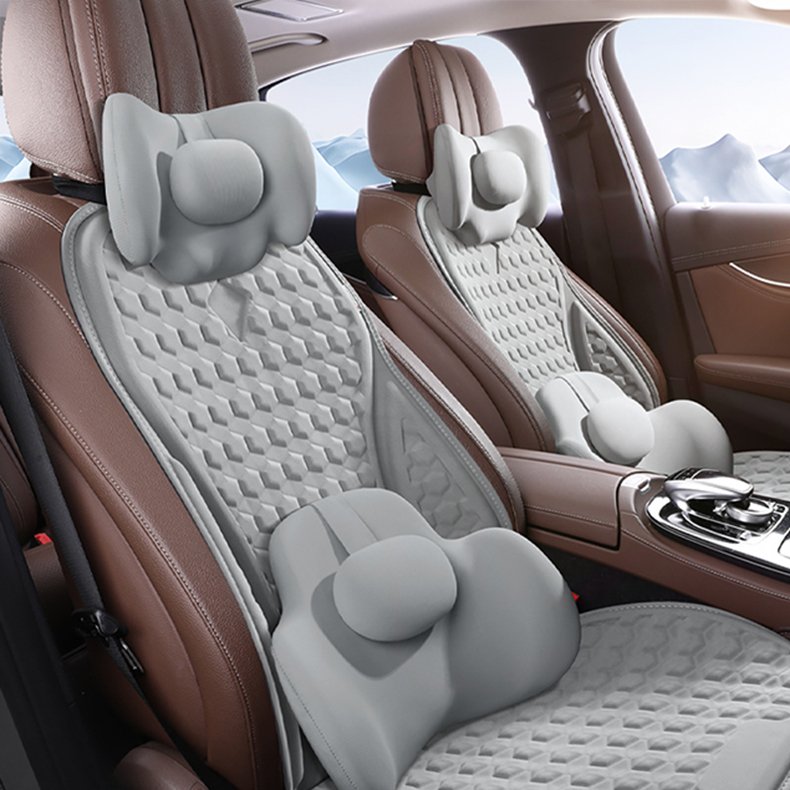 Car Accessories Memory Foam Lumbar Support Headrest Pillow Honeycomb Enhanced Cooling Gel Seat Cushions for Long Sitting