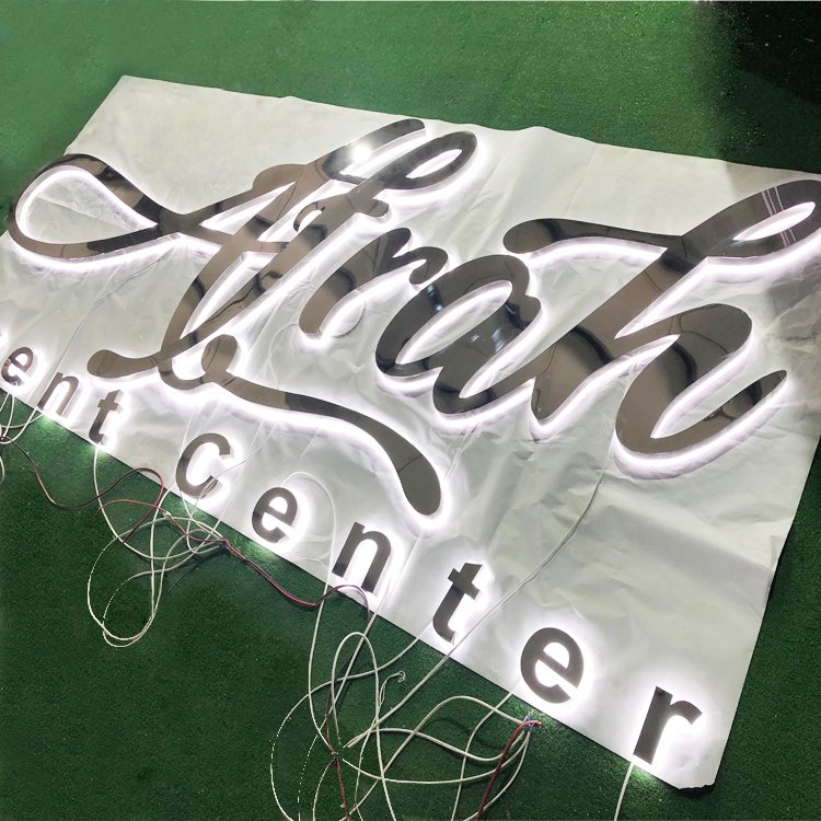 Outdoor Stainless Steel Mirror Backlit Letter 3d logo Letter Business Sign logo Led Lighting Letter Custom Led Sign for Business