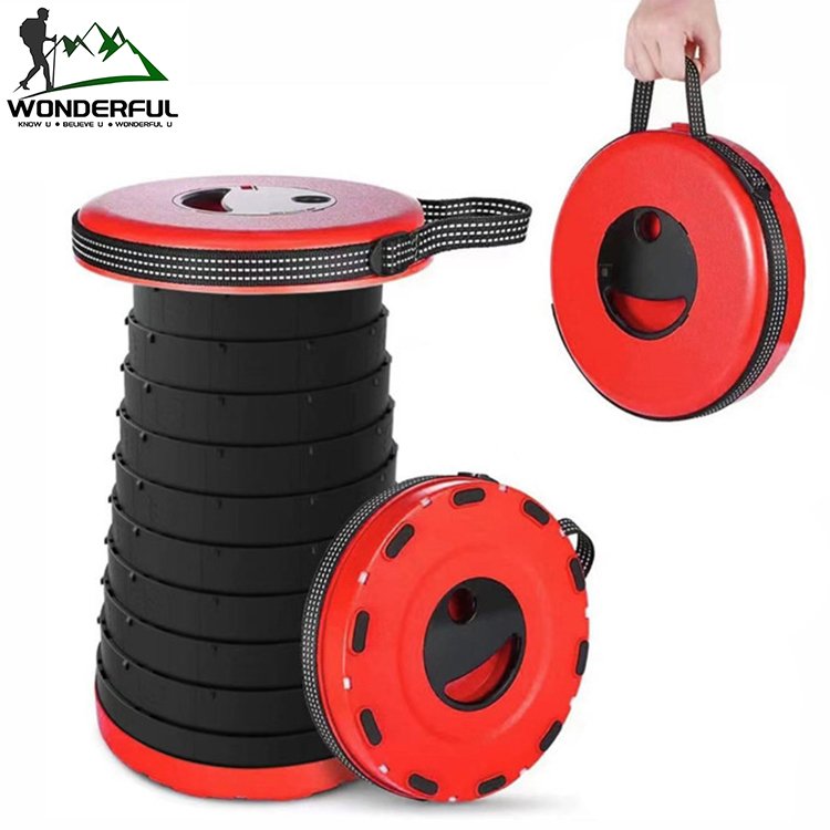Wonderful Portable Plastic Folding Retractable Outdoor Camping Hiking Waiting Bus Fishing Picnic LED Light High Telescopic Stool