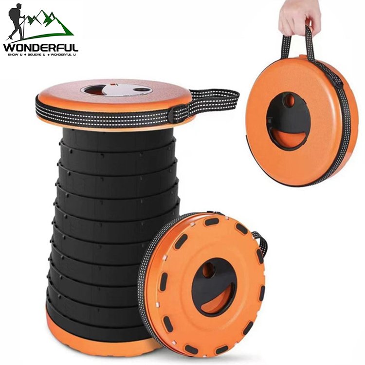 Wonderful Portable Plastic Folding Retractable Outdoor Camping Hiking Waiting Bus Fishing Picnic LED Light High Telescopic Stool