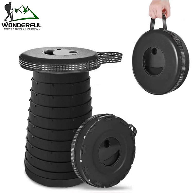 Wonderful Portable Plastic Folding Retractable Outdoor Camping Hiking Waiting Bus Fishing Picnic LED Light High Telescopic Stool