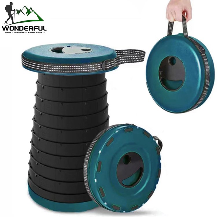 Wonderful Portable Plastic Folding Retractable Outdoor Camping Hiking Waiting Bus Fishing Picnic LED Light High Telescopic Stool