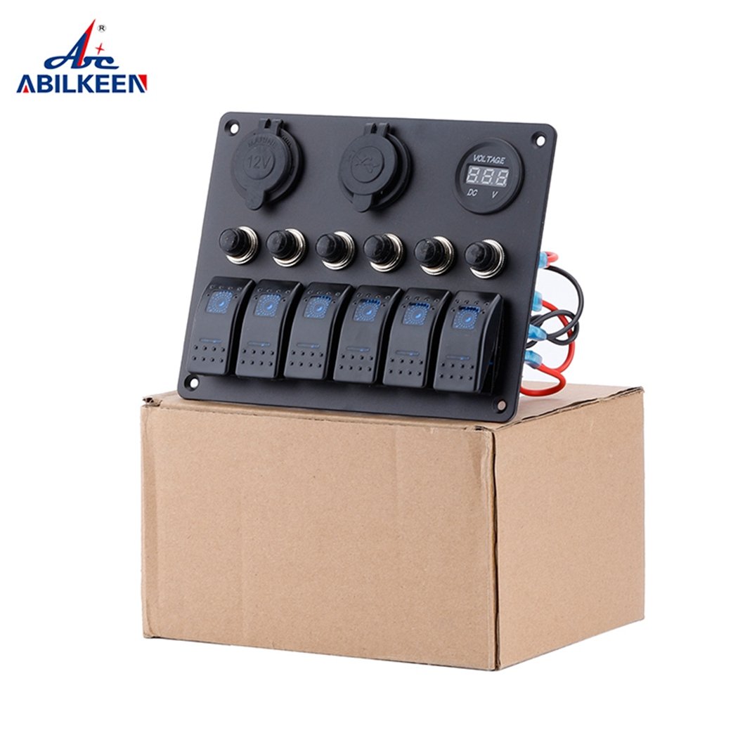 Marine Electric 4 Gang Led Rocker Switch Panel for Boat and RV