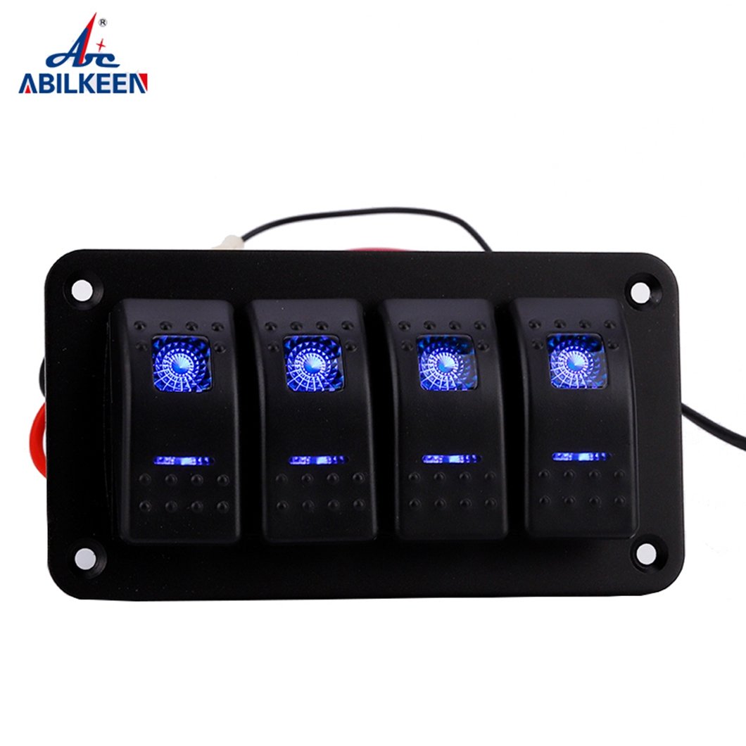 Marine Electric 4 Gang Led Rocker Switch Panel for Boat and RV