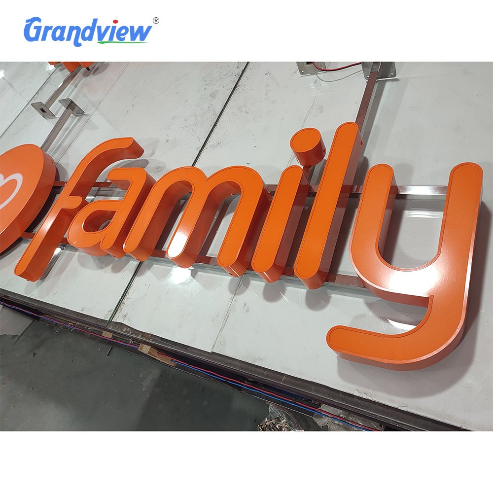Custom Business logo Shop Advertising Spread Acrylic Stones Letter Sign Home Wall Letter Signs Illuminated Front Lit Channel Led