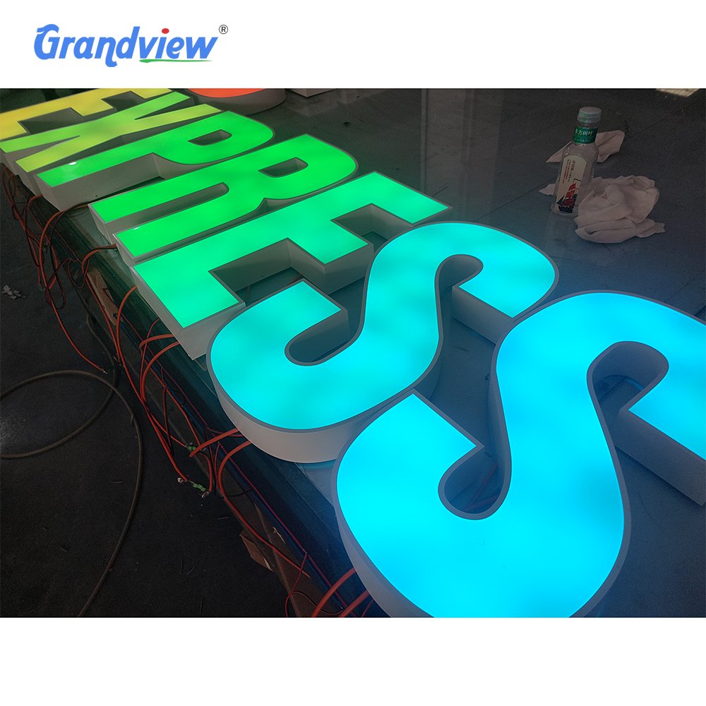 Custom Business logo Shop Advertising Spread Acrylic Stones Letter Sign Home Wall Letter Signs Illuminated Front Lit Channel Led