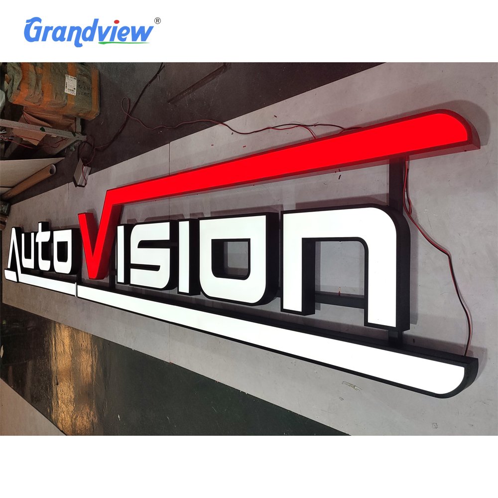 Custom Business logo Shop Advertising Spread Acrylic Stones Letter Sign Home Wall Letter Signs Illuminated Front Lit Channel Led