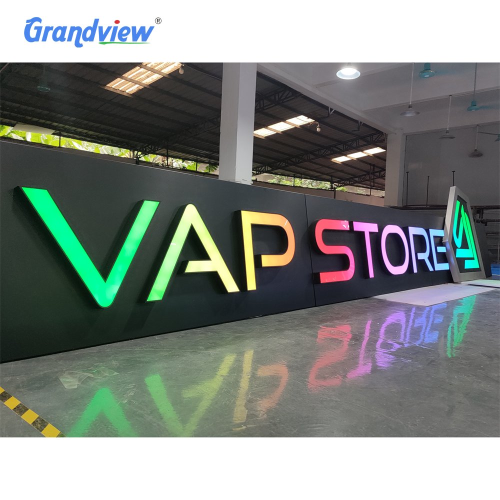 Custom Business logo Shop Advertising Spread Acrylic Stones Letter Sign Home Wall Letter Signs Illuminated Front Lit Channel Led