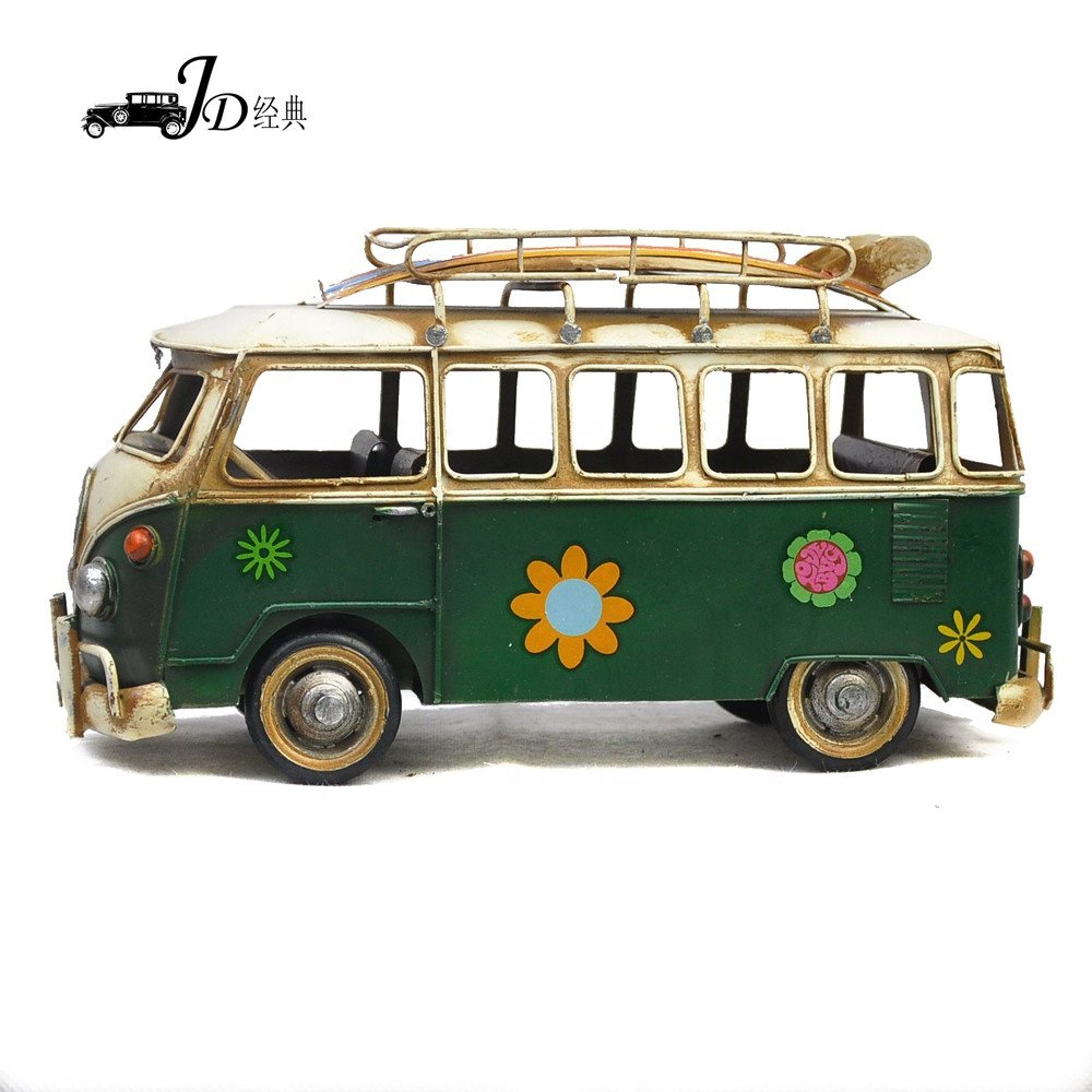 Creative Metal Bus Model Home Decoration Iron Painted Minibus Car Accessories Casting Technique New Saving Tank Photo Frame
