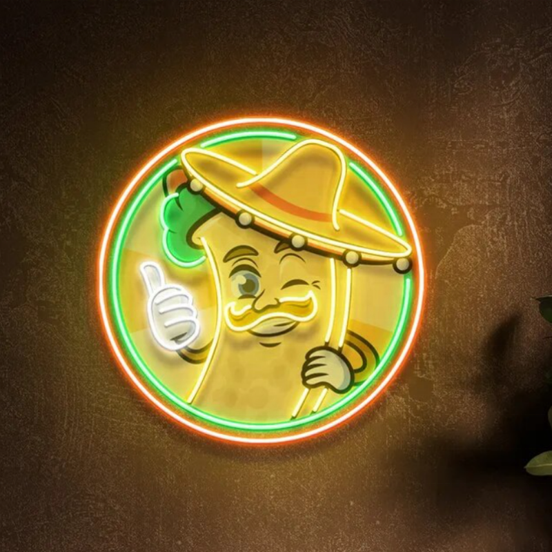 Custom Store Business logo Design Mexican Food Restaurant Led Light up Sign Light UV Printed Neon Sign for Wall Decoration