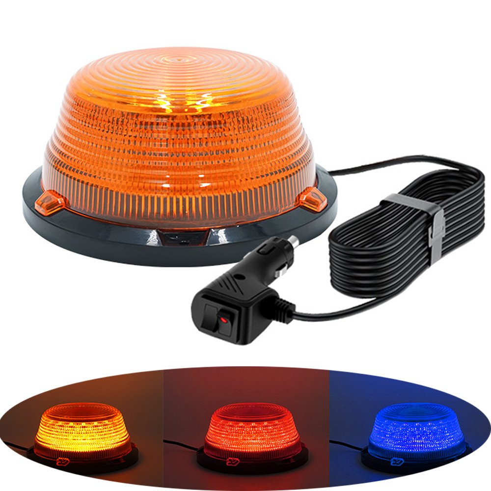 12-50V Forklift Emergency Flash Warning Light Magnetic Mount Amber Safety Strobe Beacon Light 90LED Waterproof for Truck Tractor