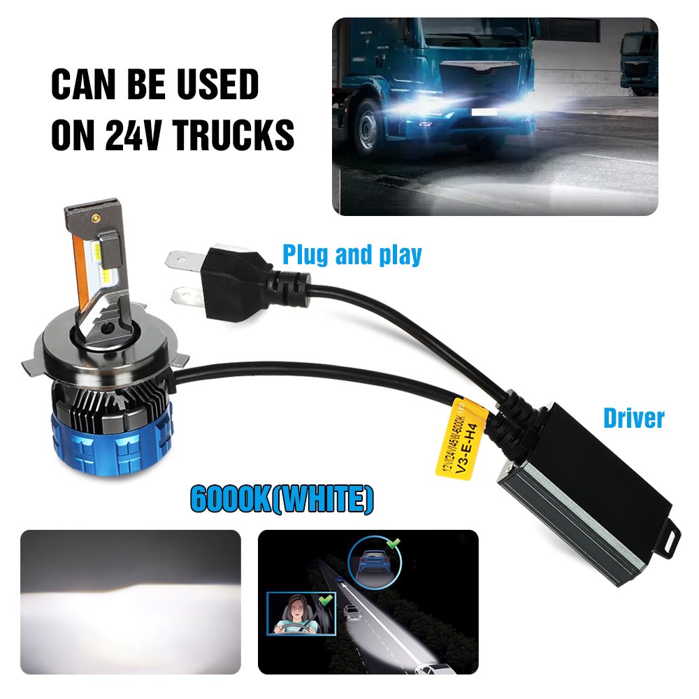Raych F8 Led Headlight 100w 20000 Lumens Work Good on 24V 9006 Led Headlight Conversion Kit H11 H7 H4 High Low Beam Headlamp