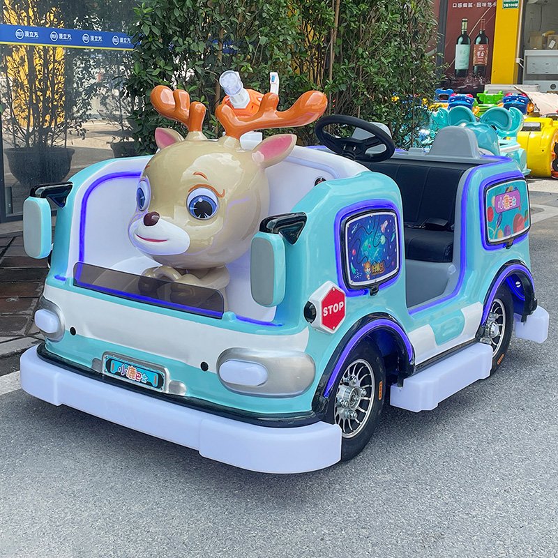 Haojile Deer Bus Outdoor Playground Glowing Car for Mall Plaza Fun 13 Inch Vacuum Tires Rear Axle Motor Kids Electric Bumper Car