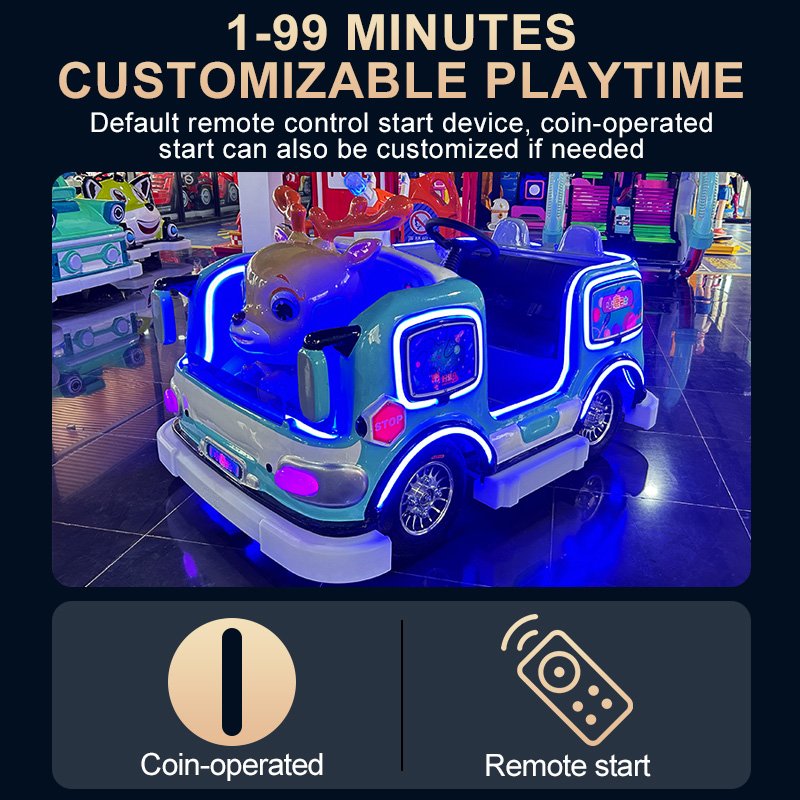 Haojile Deer Bus Outdoor Playground Glowing Car for Mall Plaza Fun 13 Inch Vacuum Tires Rear Axle Motor Kids Electric Bumper Car