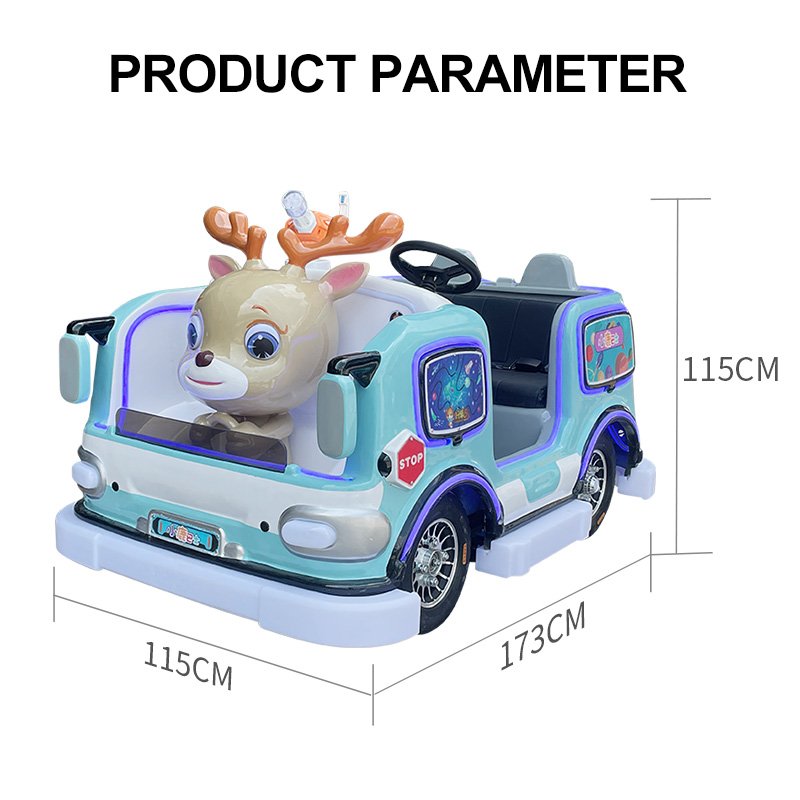 Haojile Deer Bus Outdoor Playground Glowing Car for Mall Plaza Fun 13 Inch Vacuum Tires Rear Axle Motor Kids Electric Bumper Car