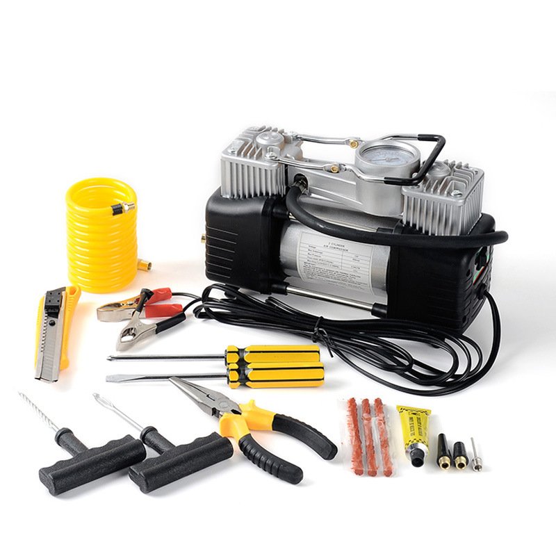 Two-cylinder 12V Single Cylinder With Tool Box Car Tyre Inflator Double Air Compressor
