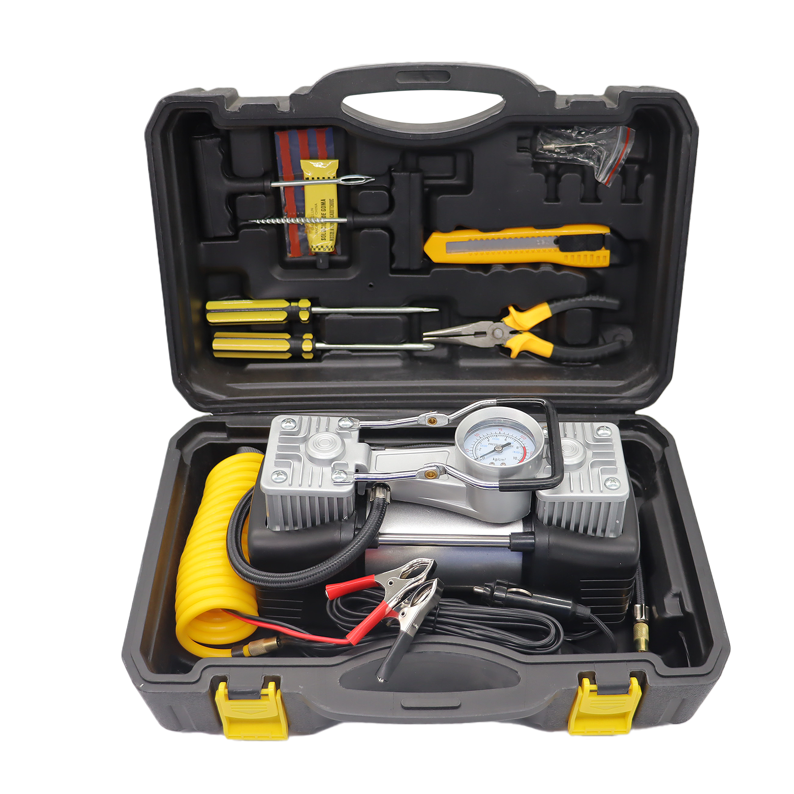 Two-cylinder 12V Single Cylinder With Tool Box Car Tyre Inflator Double Air Compressor