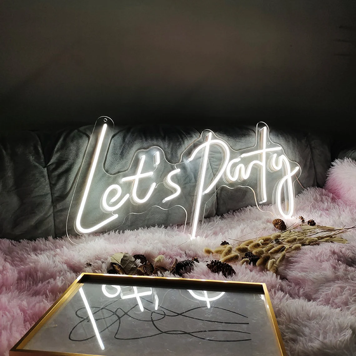 Custom Remote Control Happy Birthday Let's Party Oh Baby Neon Signs Lights for Party Holiday Festival Decoration Led Sign Board