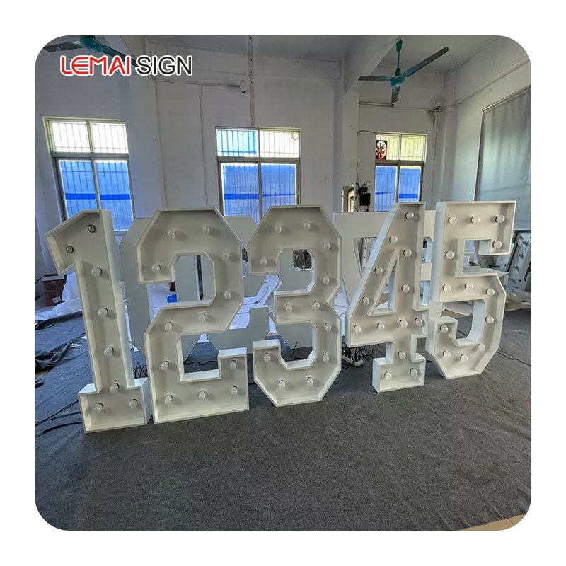 Custom Digital Wedding Party Props Led Huge Metal Luminous Letters 3 Feet 4 Feet Huge Selection Box Numbers and Letters