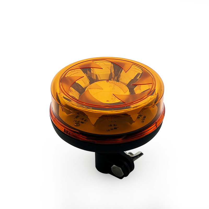 12V 24V 16LEDs Amber Lens Beacon Flashing Strobe Emergency Warning Electric Hazard Light with Pipe Mount for Car Truck Auto Bus