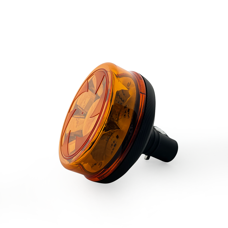 12V 24V 16LEDs Amber Lens Beacon Flashing Strobe Emergency Warning Electric Hazard Light with Pipe Mount for Car Truck Auto Bus