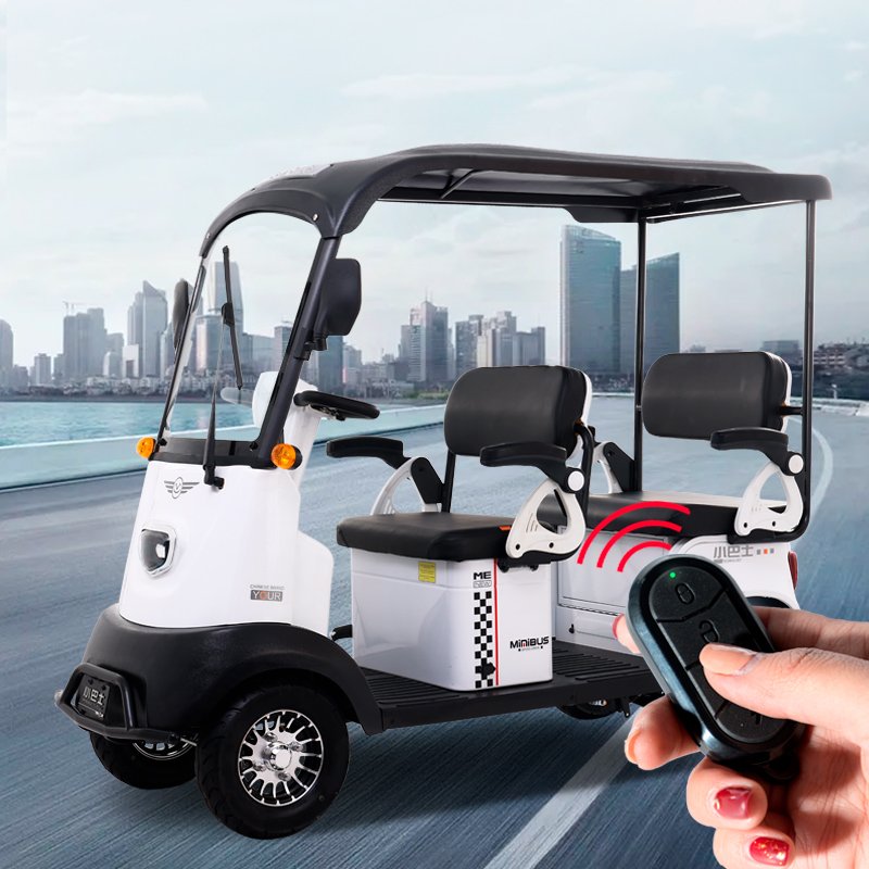 MINIBUSEV X6 Electric Four-wheeler Leisure Scooter to Pick up Children Double Disc Brake with Shed Battery Car