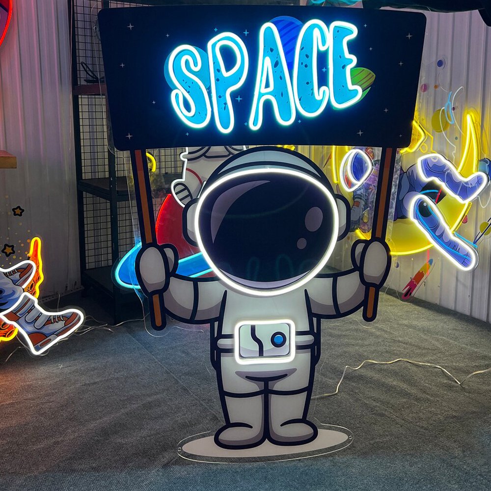No MOQ Space Astronaut Personalized Custom Neon Sign Indoor Outdoor Room Bar Events Decor UV Print Neon Sign