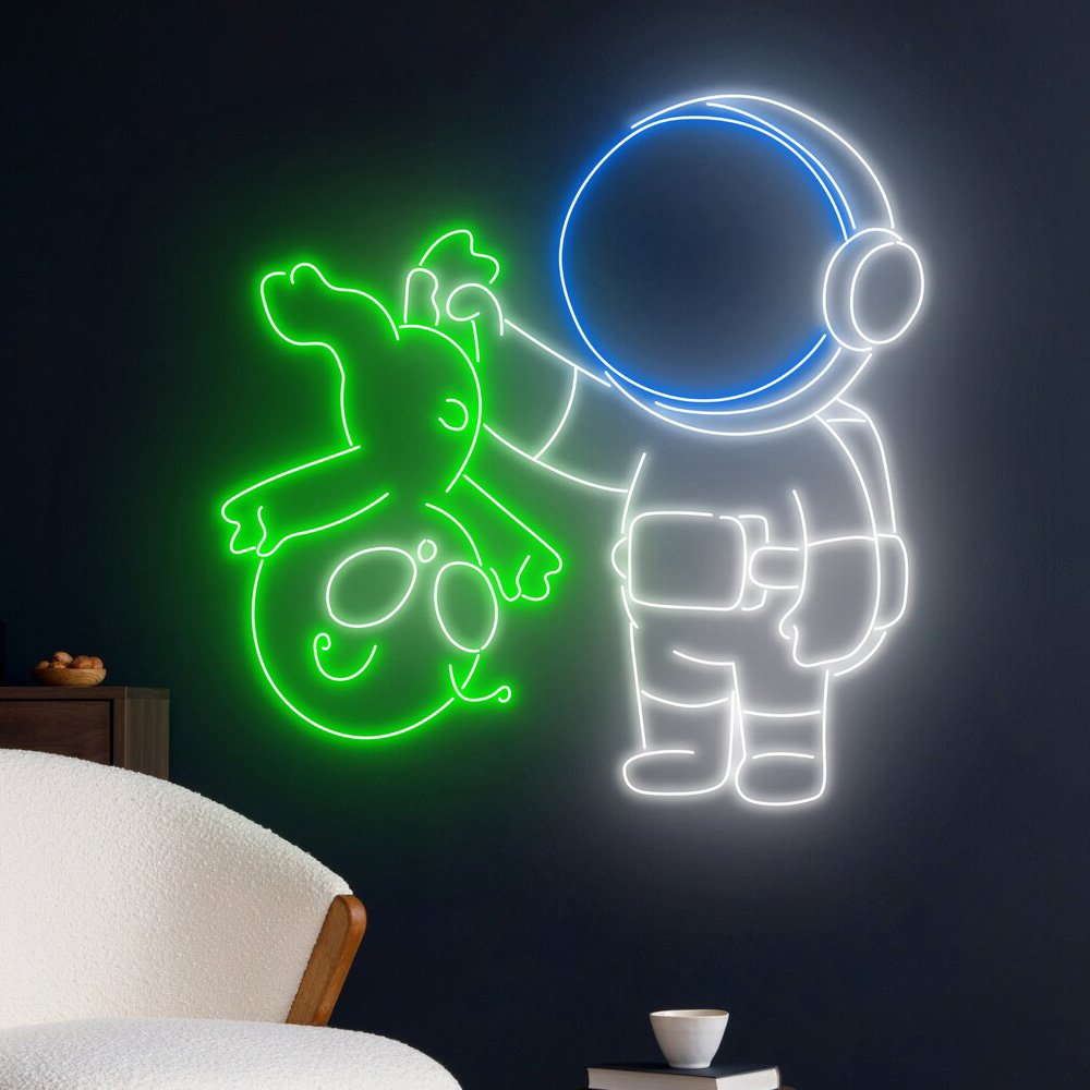 No MOQ Space Astronaut Personalized Custom Neon Sign Indoor Outdoor Room Bar Events Decor UV Print Neon Sign