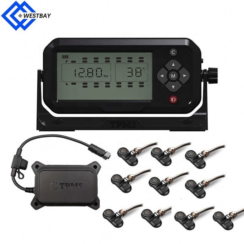 Westbay Truck RV Bus TPMS 6 8 12 14 16 18 26 Wheels Tire Pressure Monitoring System External Sensors Tire Pressure Traile