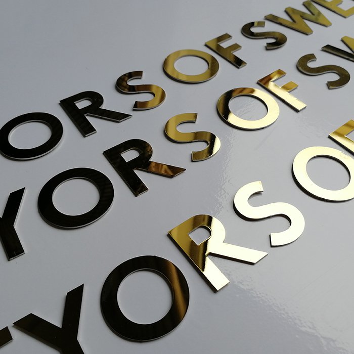 Custom Outdoor and Indoor Polished Small Brass Logo 3D Aluminum Flat Cut Letters Sign for Wall Decor
