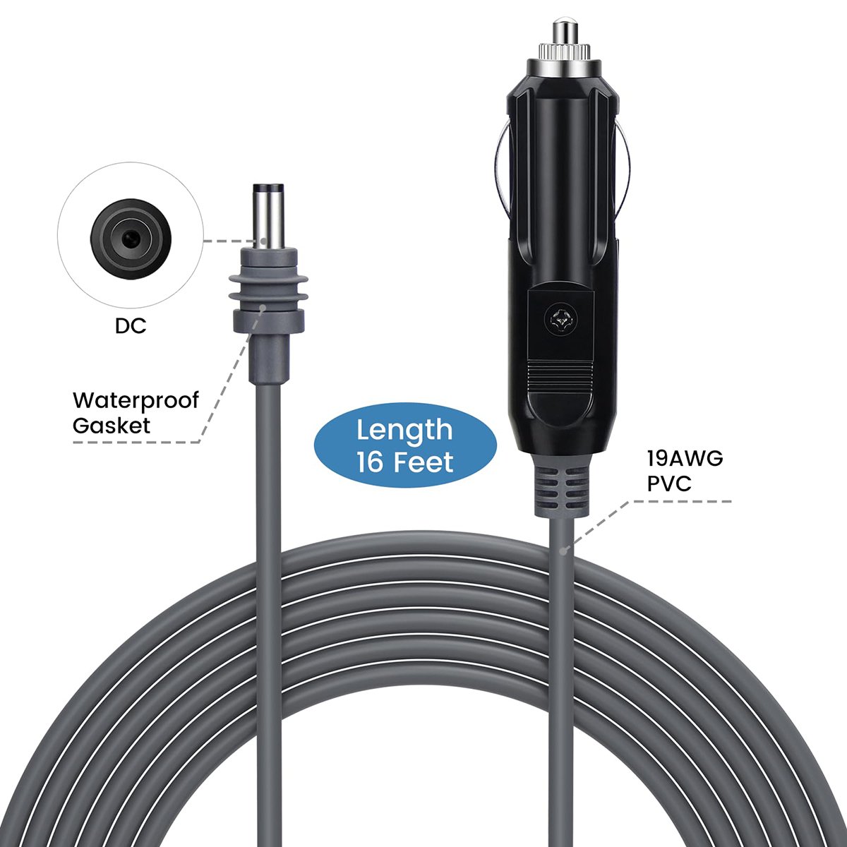 Starlink Mini DC Power Cable Cigarette Lighter 12V-24V DC Car Power Cable for Starlink Mini Waterproof Male to Cigarette Lighter
