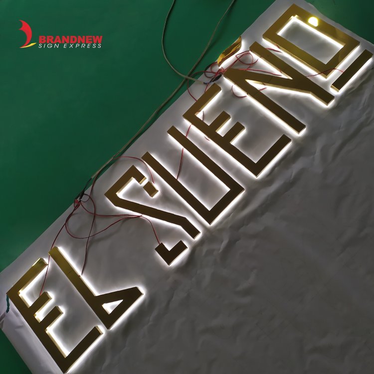 BRANDNEWSIGN Manufacturer Custom Restaurant Logo 3d Backlit Hotel Gold Stainless Steel Letter Sign Led Light Outdoor Metal Sign
