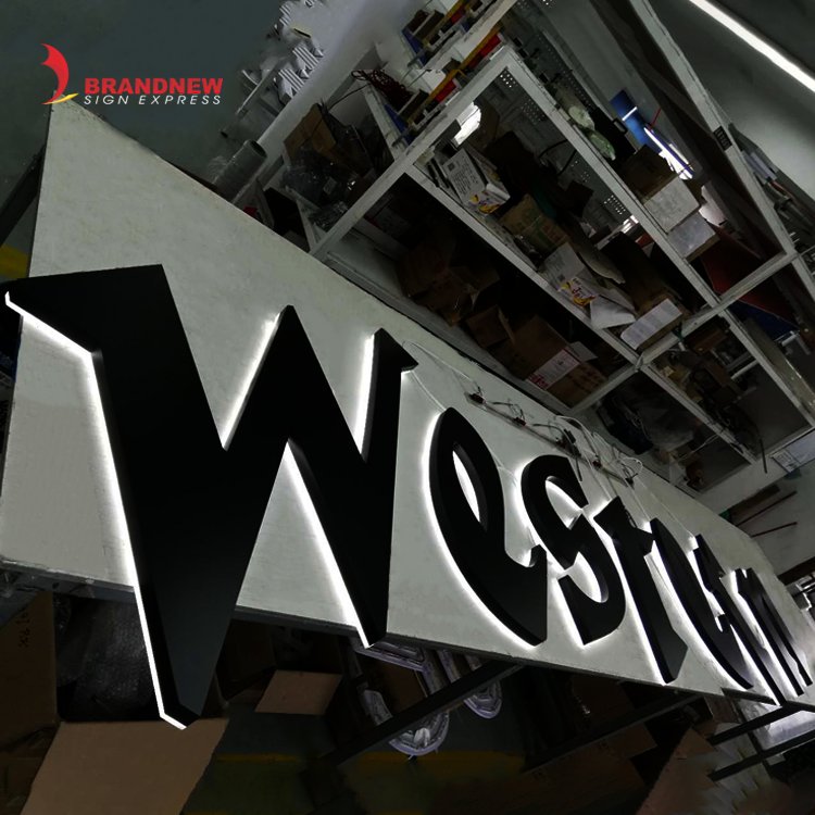 BRANDNEWSIGN Manufacturer Custom Restaurant Logo 3d Backlit Hotel Gold Stainless Steel Letter Sign Led Light Outdoor Metal Sign