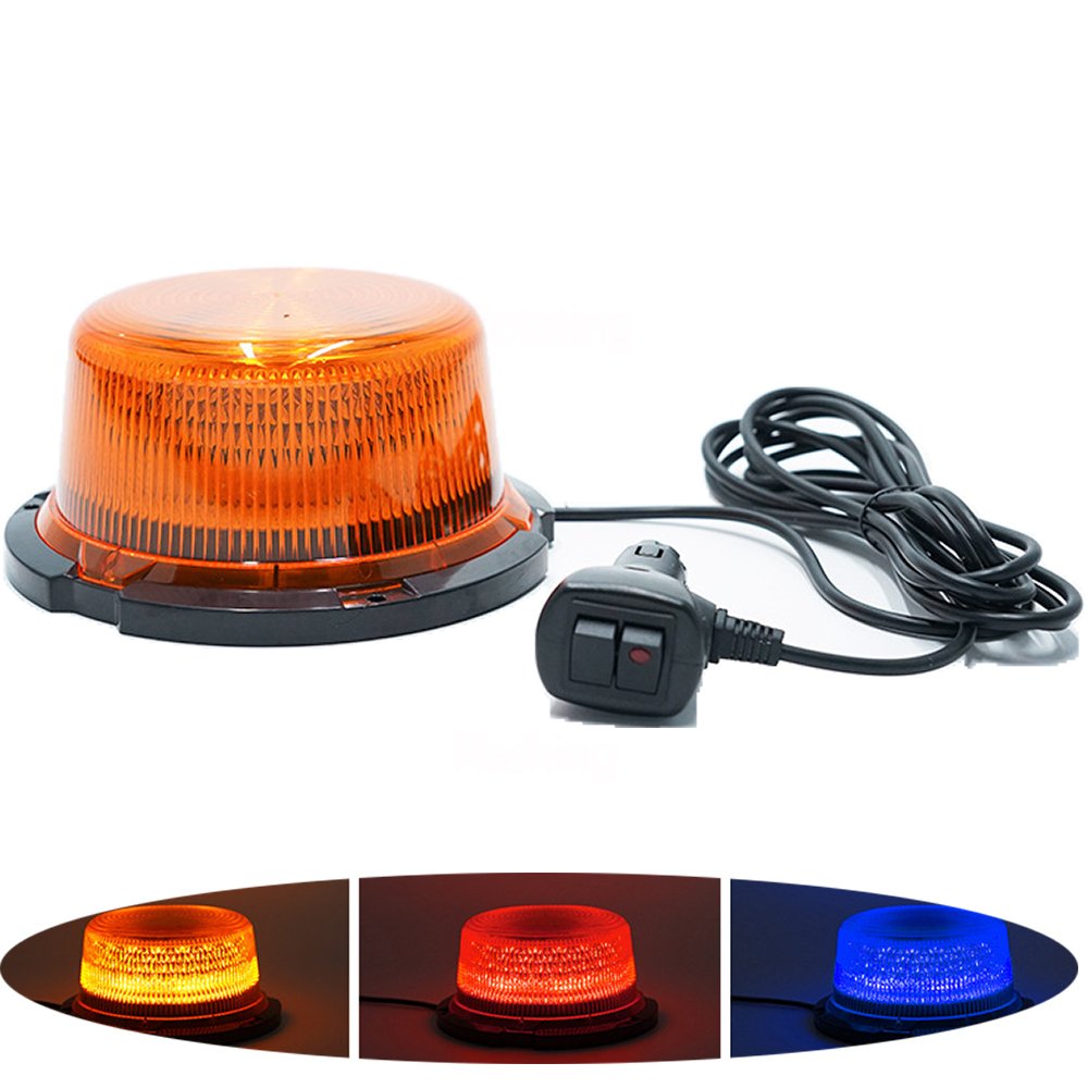 Led Strobe Beacon Light Rooftop Hazard Amber Magnetic Base 10W 12V-80V Flash Rotating Emergency Warning Light Safety Lamp