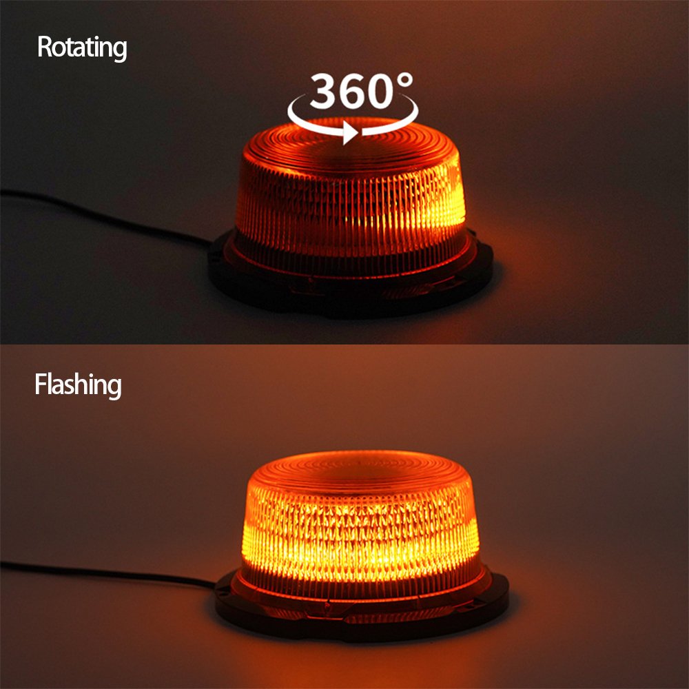 Led Strobe Beacon Light Rooftop Hazard Amber Magnetic Base 10W 12V-80V Flash Rotating Emergency Warning Light Safety Lamp