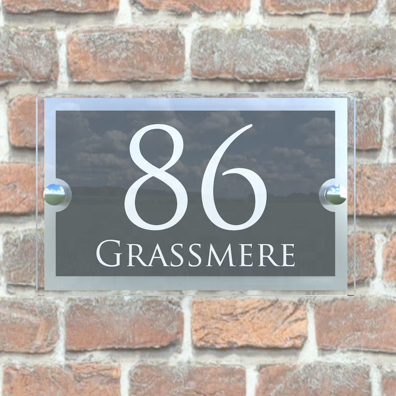 New Style Laser Cut Metal Acrylic Non-Luminous Front Door Plate with Street Name Outdoor House Number Decoration