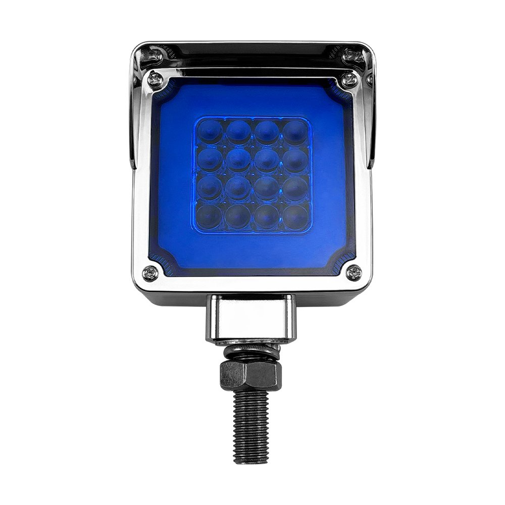 ICE BLUE Mini 16Led Truck Trailer Lights Kit,square Double Face Led Pedestal Fender Side Lights w Chrome for Freightliner TRUCK