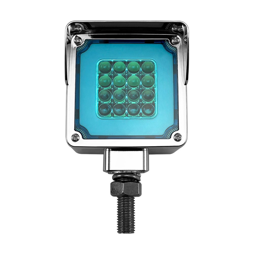 ICE BLUE Mini 16Led Truck Trailer Lights Kit,square Double Face Led Pedestal Fender Side Lights w Chrome for Freightliner TRUCK