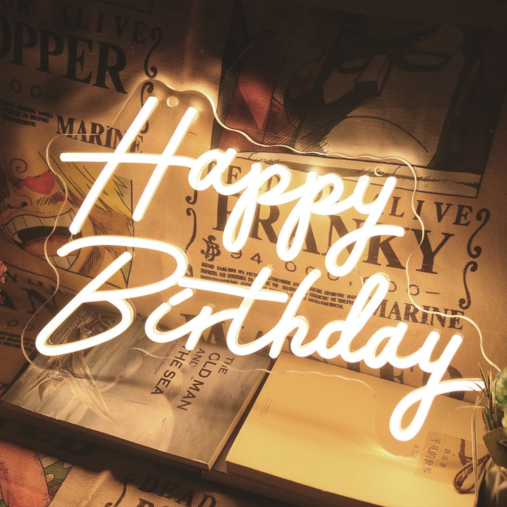 Happy Birthday Custom LED Neon Light Logo Neon Sign for Bedroom Birthday Party Home