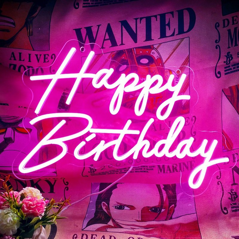 Happy Birthday Custom LED Neon Light Logo Neon Sign for Bedroom Birthday Party Home