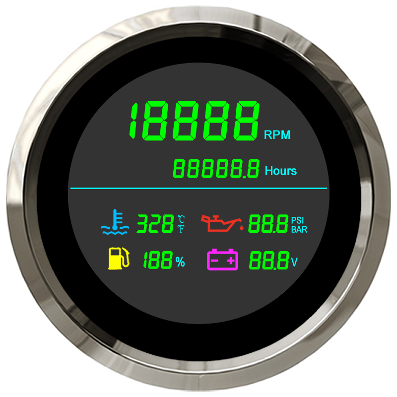 6 in 1 RPM Gauge Tachometer for Boat Engine