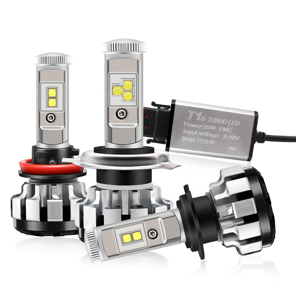 2021 T1S Led Kit 80w 8000lm LED Headlight Bulbs H1H4 H7 H11 H13 9004 9005 with Color 3000K 4300K 6000K 8000K Color Tube