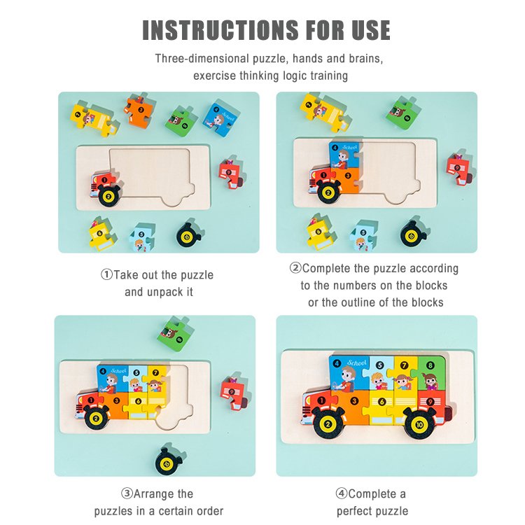 Children Wooden Puzzle Fun DIY Educational Toys Early Childhood Education Animal Number Recognition Puzzle Wooden Toy