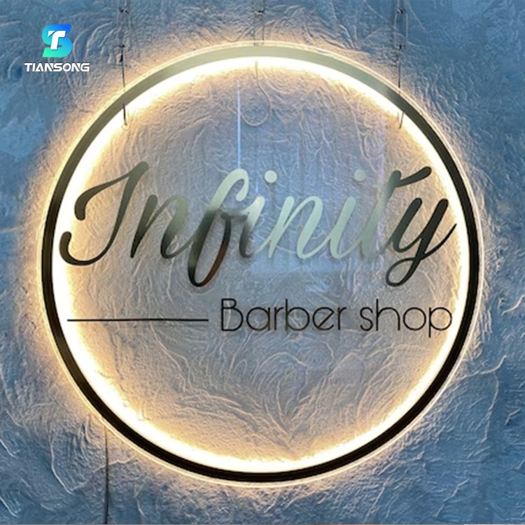 Customized Round Acrylic Salon Sign Backlight Business Sign Light up Logo for Brand Name