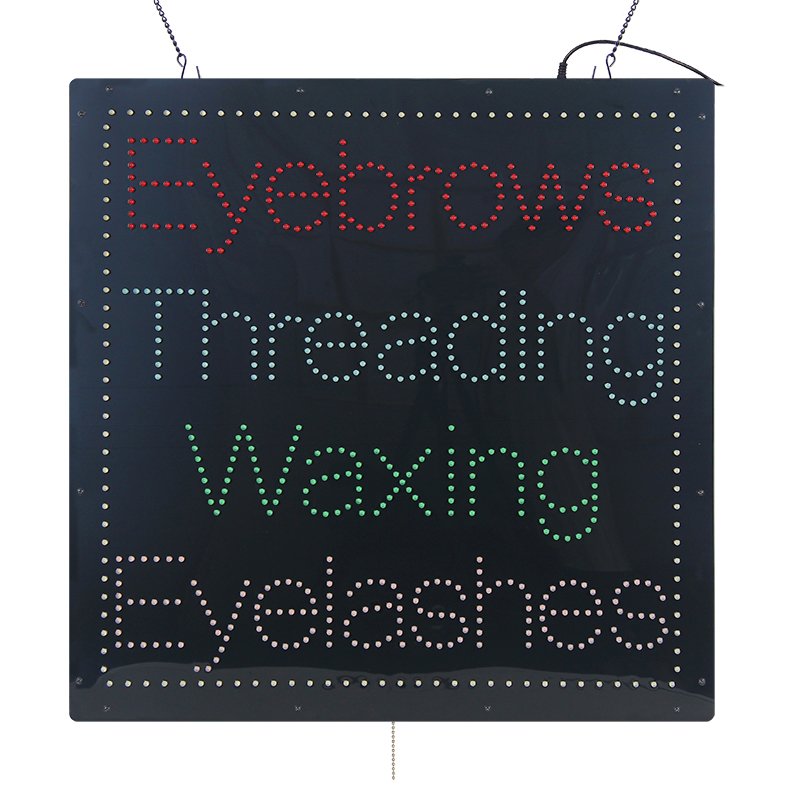 Led Open Store Led Eyebrows Threading Waxing Eyelashes Sign for Beauty Salon Shop 24*24 Inch Signage