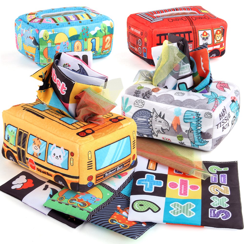 Baby Sensory Toy Magic Tissue Box Busy Pull Along Toddler Tissue Box Toy Cloth Busy Box Educational Toys