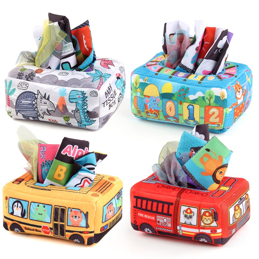 Baby Sensory Toy Magic Tissue Box Busy Pull Along Toddler Tissue Box Toy Cloth Busy Box Educational Toys