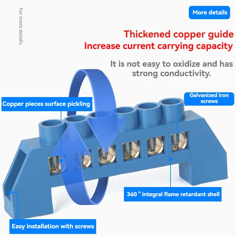 4 Holes High Grade Neutral Links and Copper Earth Bus Bar Terminal Blocks Links for Earthing Accessories and Electrical Fittings