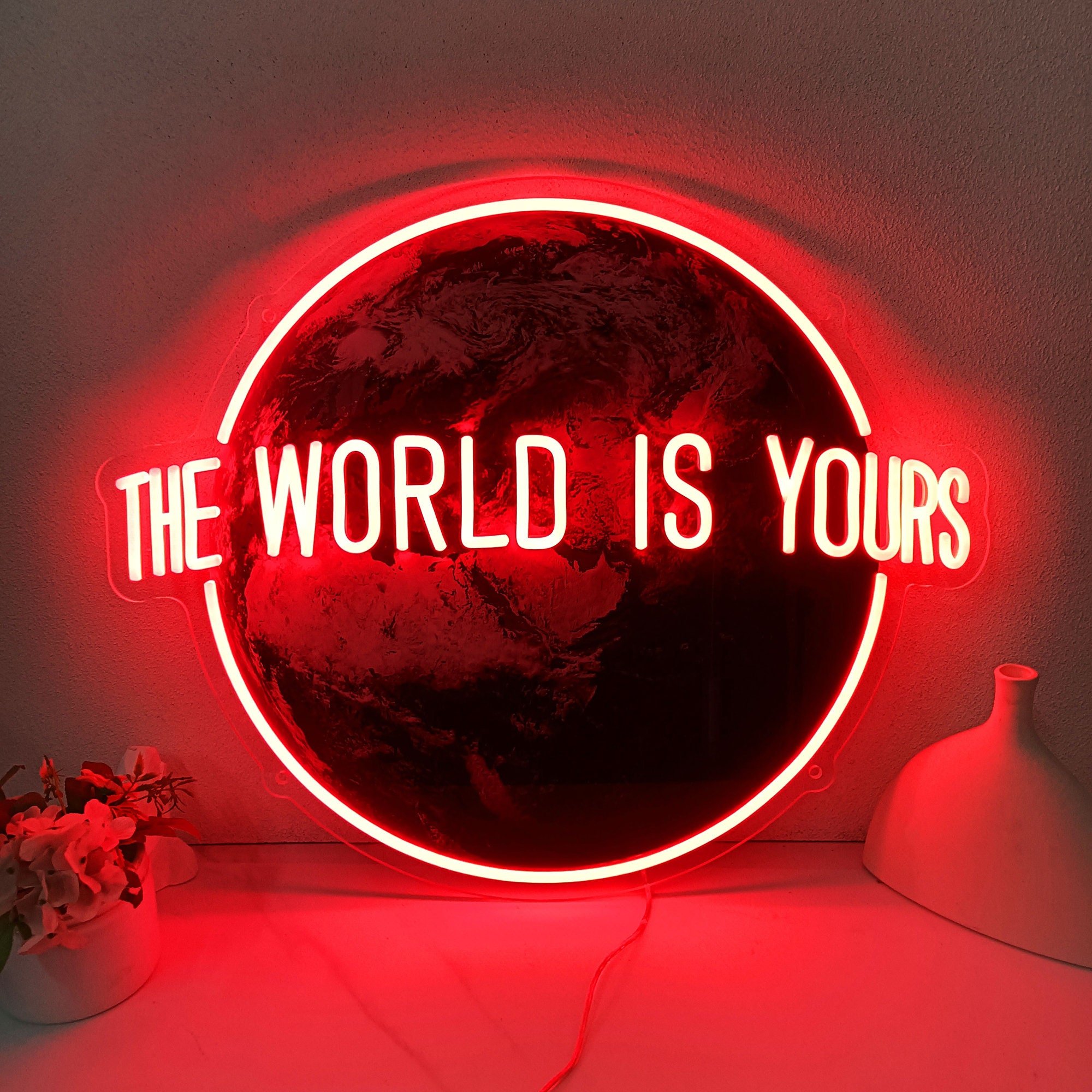 The World Is Yours Neon Sign Handmade Acrylic Artwork Led Light Custom Neon Signs for Bar Home Wall Art Decor